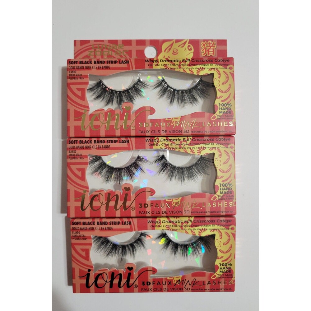 Ioni Lunar Zodiac Lash Of Gold Pig Wispy Dramatic Full Crisscross Cateye Bundle